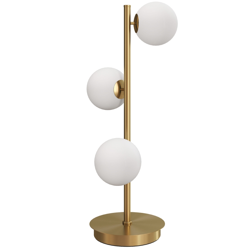 HOMCOM Tischlampe Tischleuchte mit 3 Kugelschirmen, mit stabilem Stahlfuß, G9-Fassungen, 24 x 24 x 53 cm, Messing