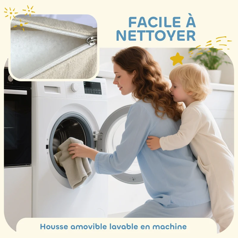 AIYAPLAY Parcours motricité bébé modulable en mousse 7 pièces housse lavable en velours côtelé 174 x 174 x 30 cm multicolore