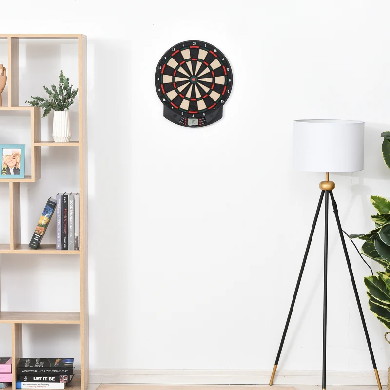 HOMCOM Cible jeu de fléchettes électronique 26 Jeu principals et 185 jeux variations cibles électroniques pour 8 joueurs 30 flechette pointe affichage LCD haut-parleur noir