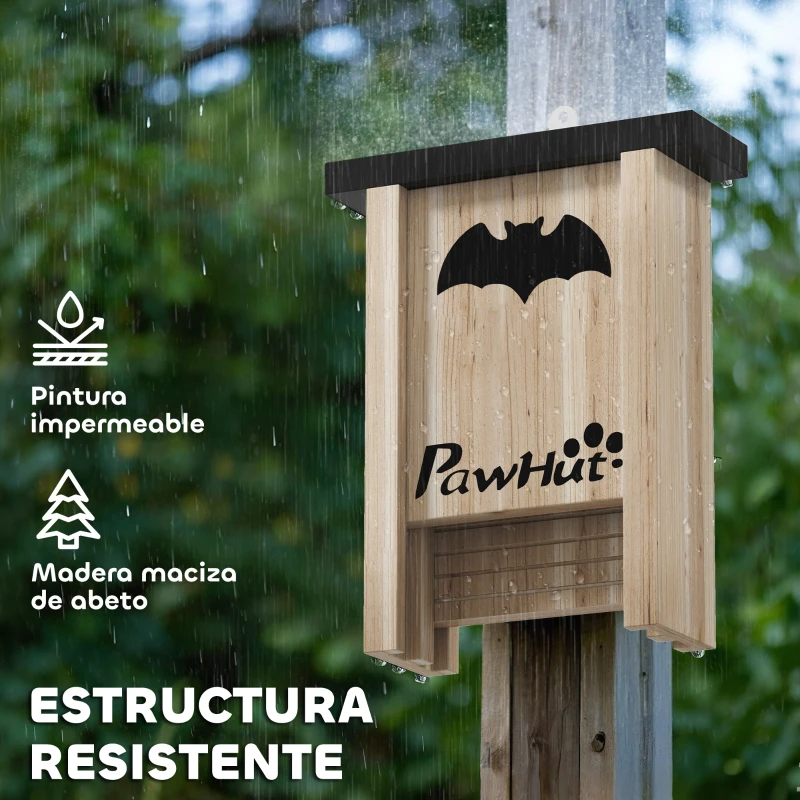 PawHut Set de 3 Casas para Murciélagos Cajas de Madera para Exterior Jardín Huerto o Granja Fácil de Colgar 18x6x22,5 cm