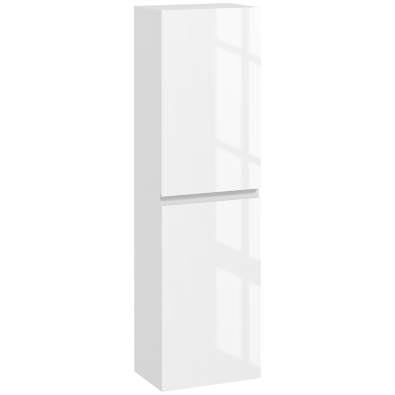 kleankin Meuble colonne rangement salle de bain style contemporain 2 placards étagères réglables 35 x 25 x 120 cm blanc laqué(m-12)