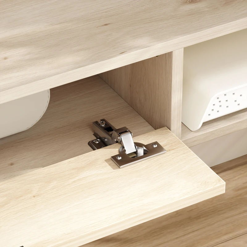 HOMCOM Mueble de TV Suspendido con Cajón Abatible 2 Estantes Abiertos Gestión de Cables 140x24x16 cm Madera Natural