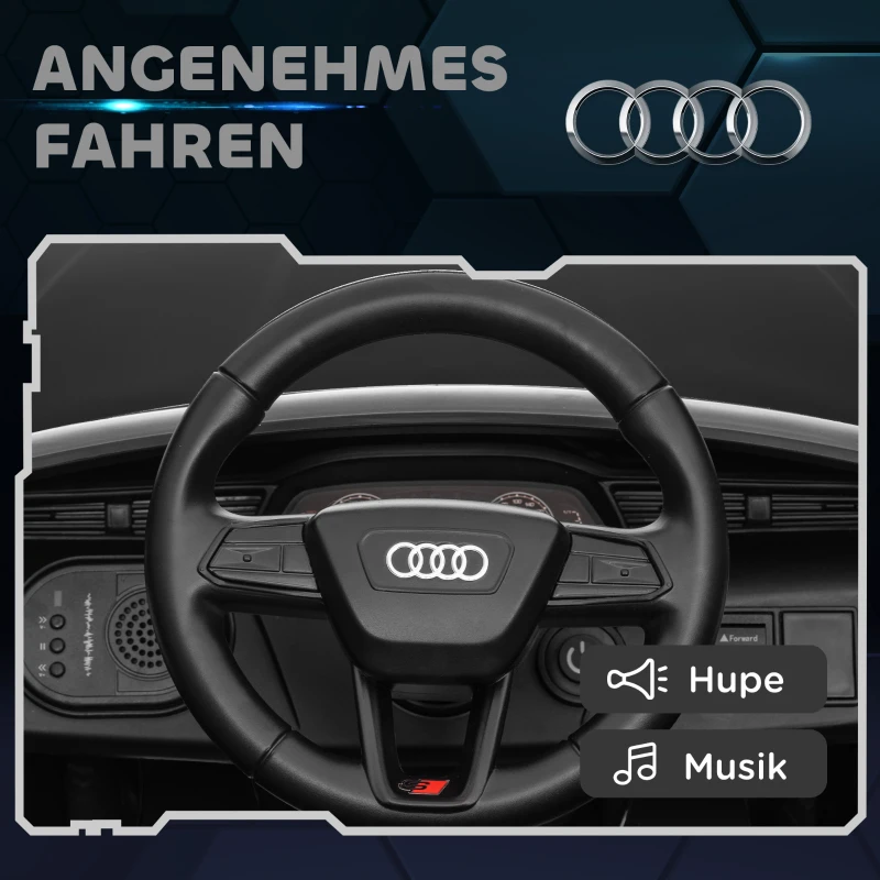 AIYAPLAY Elektro-Kinderauto, 12V Audi Q8, 3-5 km/h, Fernsteuerung, Scheinwerfer, Musik, Schwarz