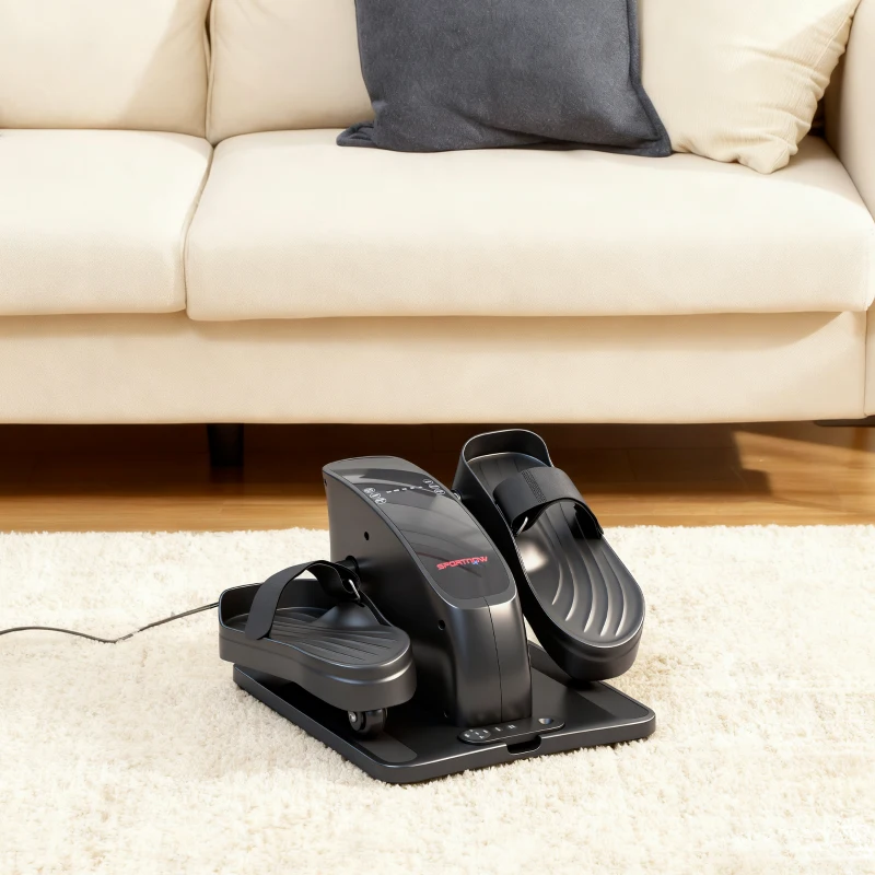 SPORTNOW Mini-pedalentrainer, 12 snelheden, LED-display, afstandsbediening, antislip, draagbaar, metaal, kunststof, zwart