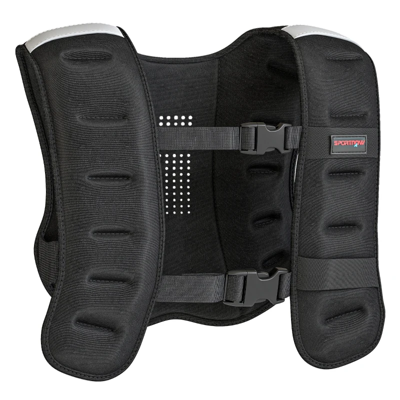 SPORTNOW Gilet lesté 5 kg veste lestée respirant avec sangles réglables et bandes réfléchissantes en sable de fer 43 x 33 cm noir