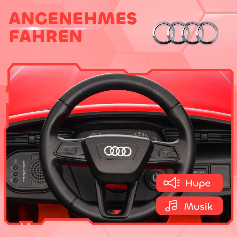 AIYAPLAY Elektro-Kinderauto, 12V Audi Q8, 3-5 km/h, Fernsteuerung, Scheinwerfer, Musik, Rot
