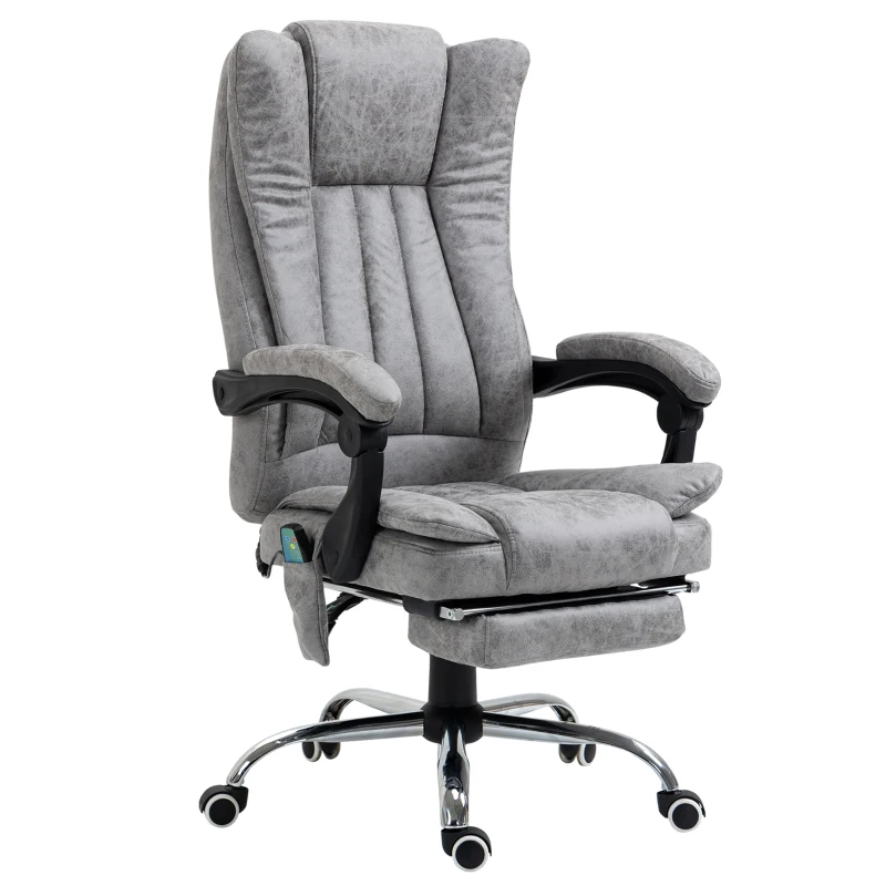 Vinsetto Silla de Masaje con 6 Puntos de Masaje Ajustable con Función de Calefacción Reposapiés Retráctil y Control Remoto Gris