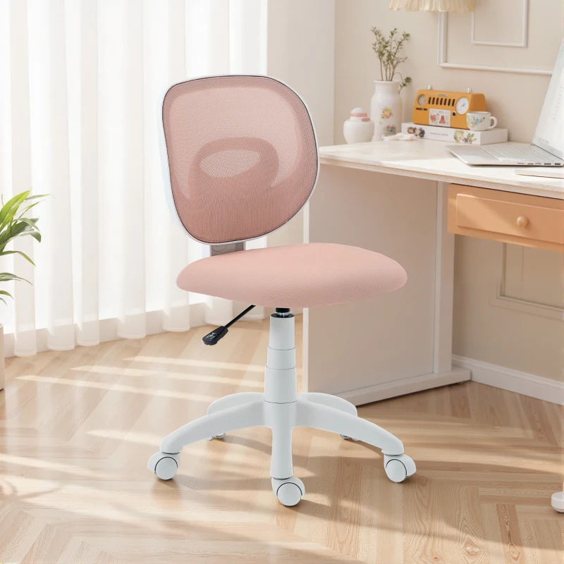 HOMCOM Office Chair Ergonomic Desk Chair with C-shaped Back Support, Height Adjustable Pink