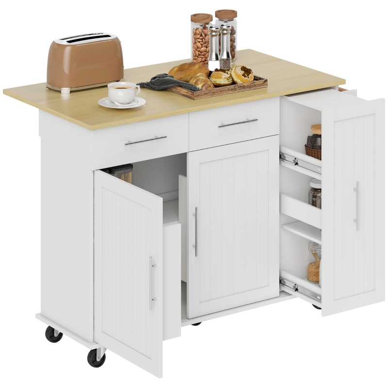 SoBuy Desserte à roulettes Îlot Central avec Plan de Travail INOX et 1 Tiroir, Chariot Mobile pour Cuisine ou Salle à Manger, Meuble de Cuisine avec Rangement 120 x 56 x 90