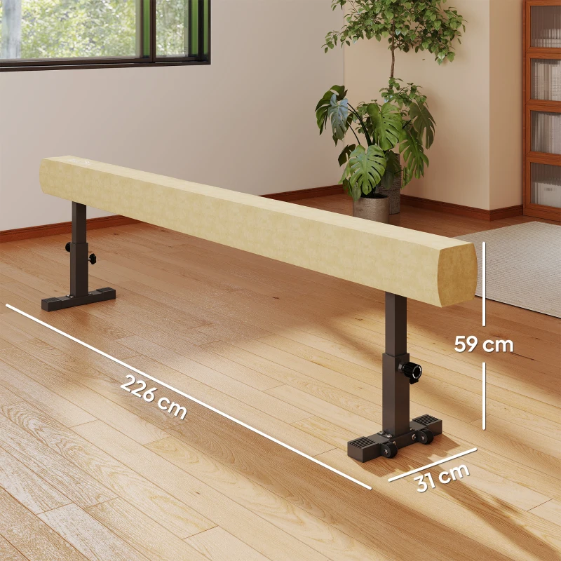 HOMCOM 7.5ft Adjustable Balance Beam, Gymnastics Beam with Wheels, Gymnastics Equipment for 6+ Years Old Training