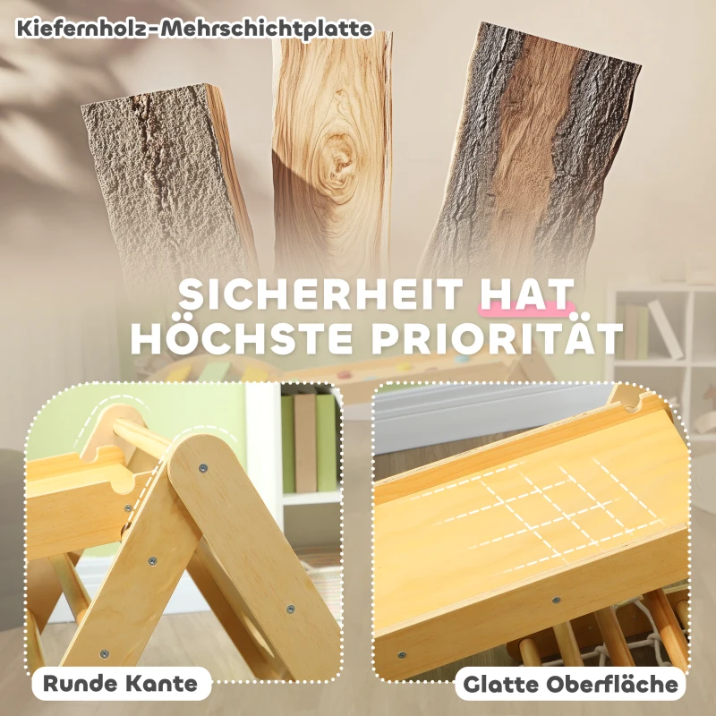 AIYAPLAY Klettergerüst Indoor, 7 in 1 Kletterdreieck mit Rutsche, Kletterbogen, Mehrfarbig