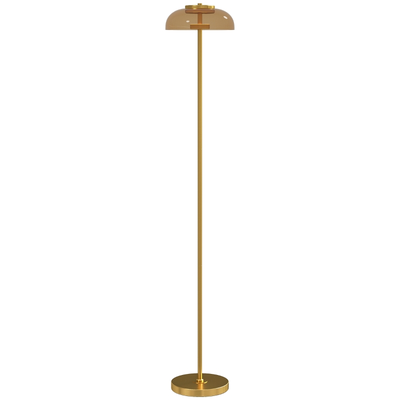 HOMCOM LED Lampa stojąca do salonu, lampa podłogowa z ciepłym światłem 3000 K, włącznik nożny, 25 x 25 x 134 cm, mosiądz