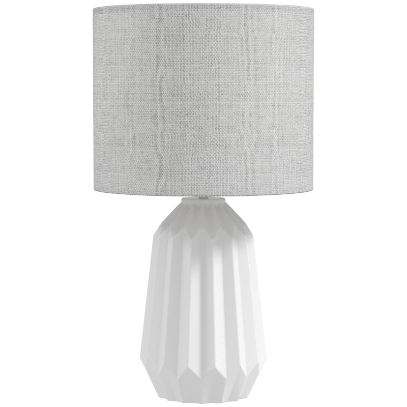 HOMCOM Lampa stołowa, lampka nocna z lnianym abażurem, przełącznik kołyskowy, lampa biurkowa, 22 x 22 x 39 cm, biały