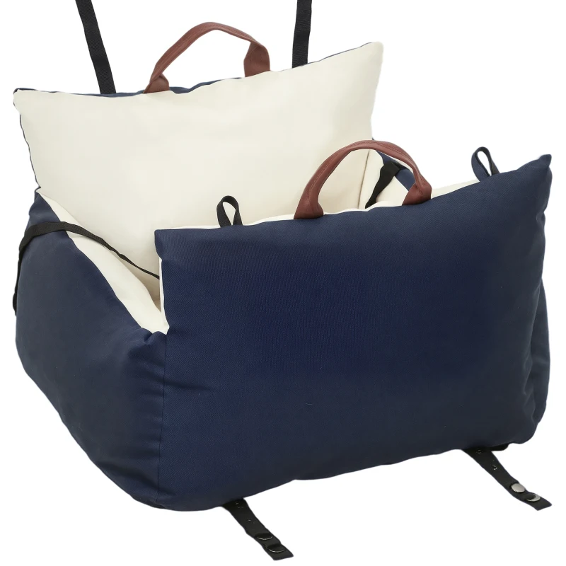 PawHut Siège auto pour chien avec ceinture de sécurité et fixation siège de voiture pour chien rembourré 49x53x36cm bleu marine