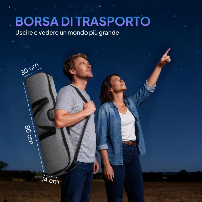 Outsunny Telescopio Astronomico 80mm con Montatura EQ, 2 Lenti Oculari e Adattatore Smartphone, 92x92x130 cm, Bianco e Nero