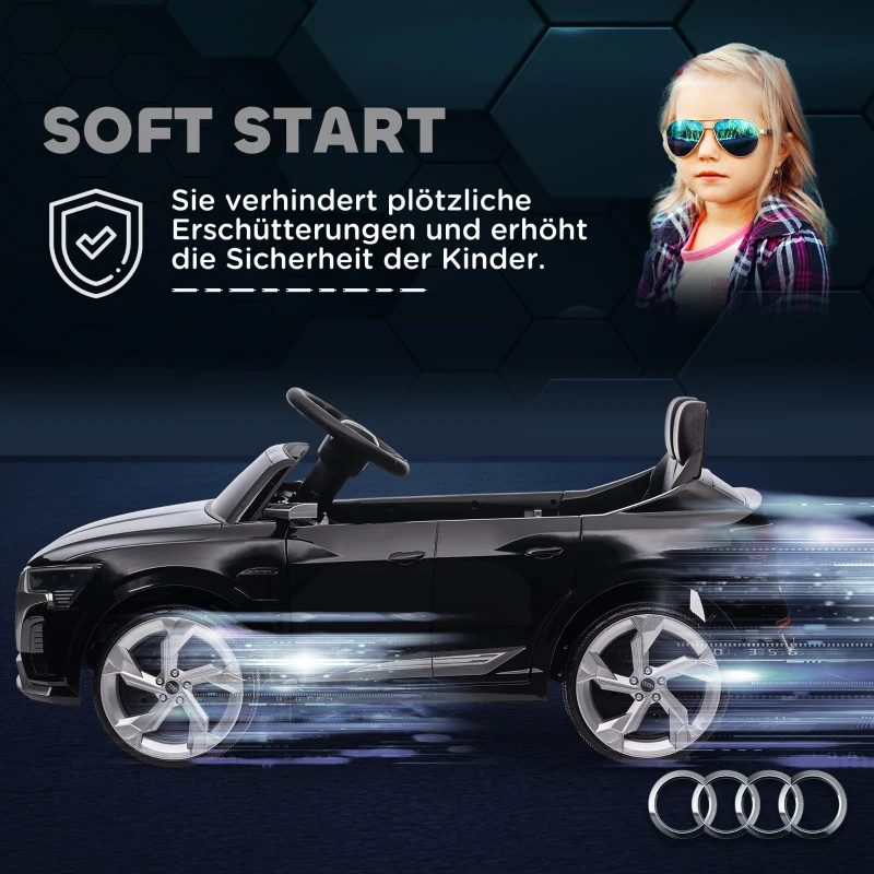 AIYAPLAY Elektro-Kinderauto, 12V Audi Q8, 3-5 km/h, Fernsteuerung, Scheinwerfer, Musik, Schwarz
