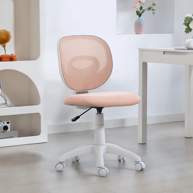 HOMCOM Silla de oficina ergonómica con respaldo en C, altura regulable, Rosa