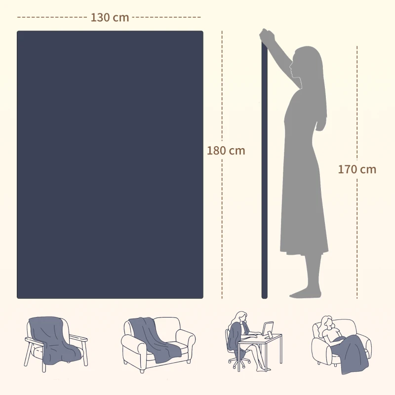 HOMCOM Manta Eléctrica de Coralina 180x130 cm 10 Niveles de Temperatura Temporizador Lavar a Máquina Pantalla LED Azul