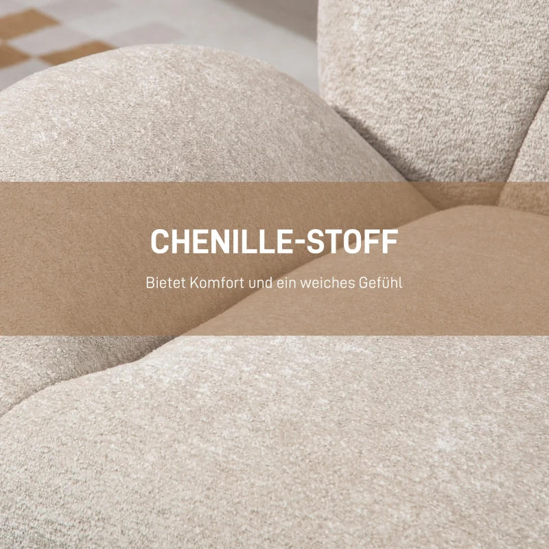 HOMCOM Drehbarer Polsterstuhl, Akzentstuhl mit PP-Baumwollfüllung, Stoffbezug, Stahlbasis, Cremeweiß