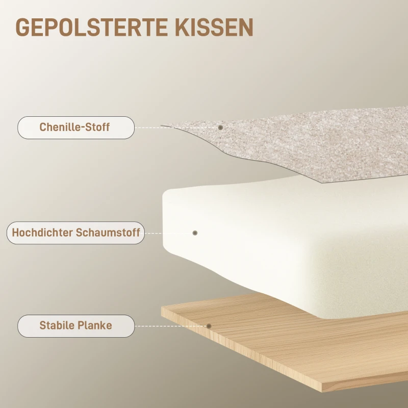 HOMCOM Drehbarer Polsterstuhl, Akzentstuhl mit PP-Baumwollfüllung, Stoffbezug, Stahlbasis, Cremeweiß