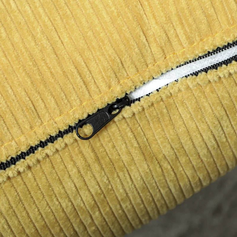 HOMCOM Moderner Armlehnstuhl, Gepolsterter Akzentstuhl mit Lendenkissen, Kautschukholzbeinen, Gelb