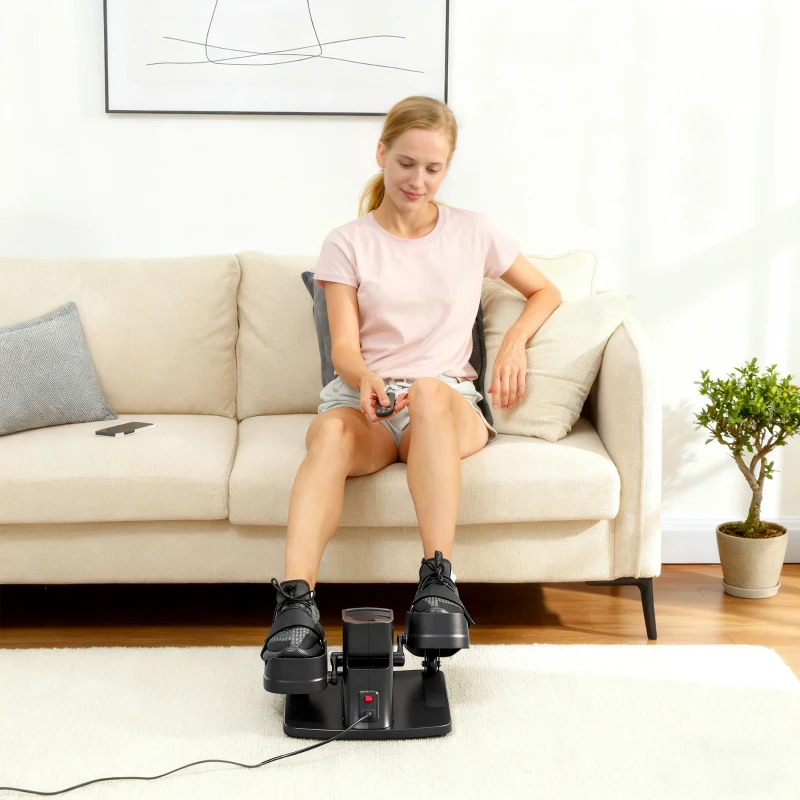 SPORTNOW Mini-Pedaltrainer, 12 Geschwindigkeiten, LED-Display, Fernbedienung, rutschfest, tragbar, Metall, Kunststoff, Schwarz