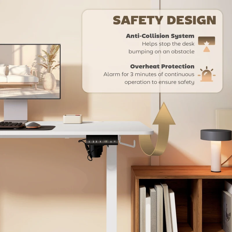 Vinsetto Biurko Stojące Regulowane Elektrycznie, 140 x 70 x 116 cm, Białe
