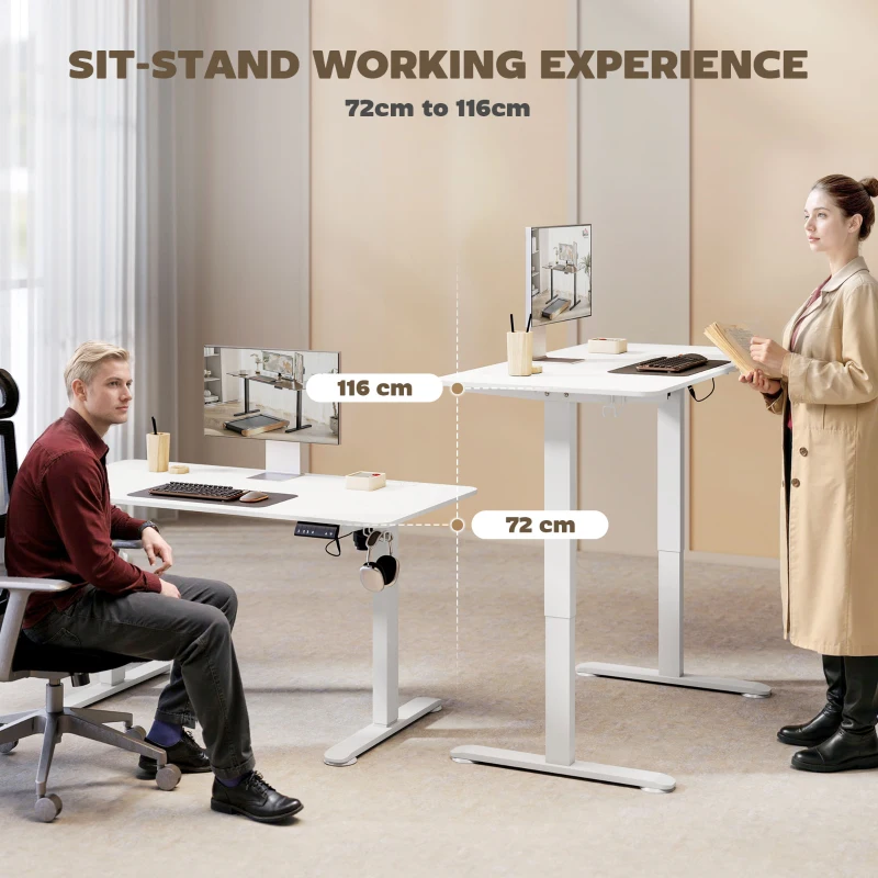 Vinsetto Biurko Stojące Regulowane Elektrycznie, 140 x 70 x 116 cm, Białe