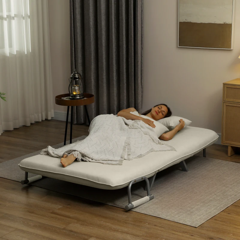 HOMCOM Canapé convertible 2 places canapé-lit 2 places avec dossier réglable et 2 coussins en revêtement aspect suède beige
