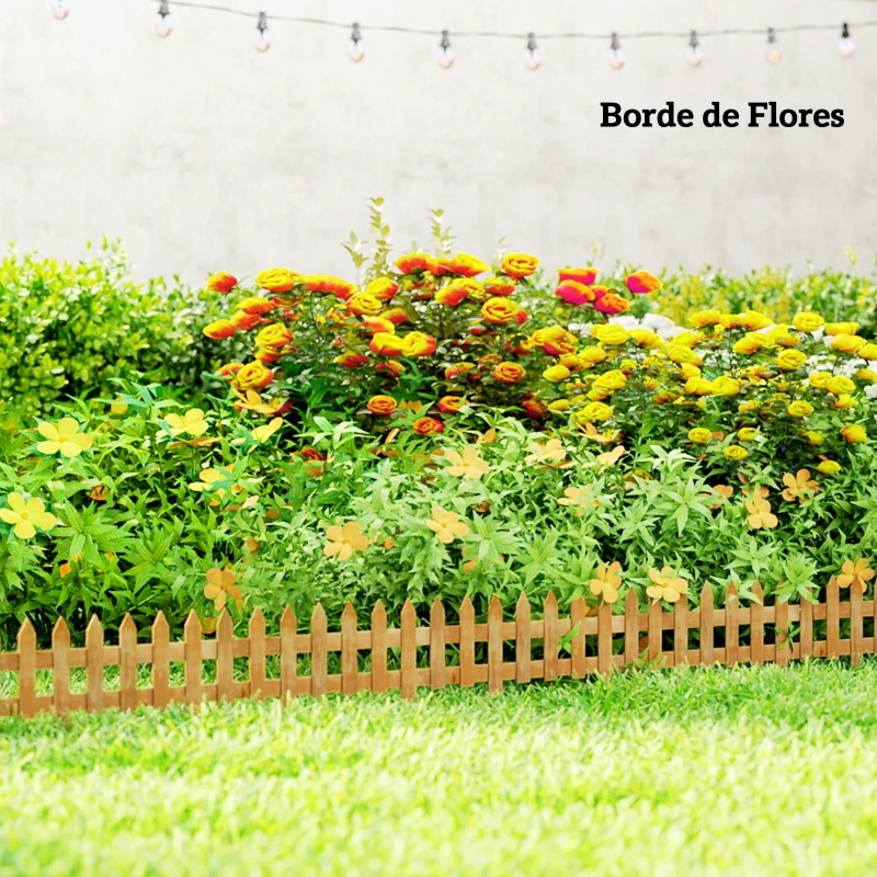 Outsunny Vallas de Madera para Jardín de 12 Paneles 50x34 cm con Puntas en Pico Fácil de Instalar para Huerto Patio Marrón