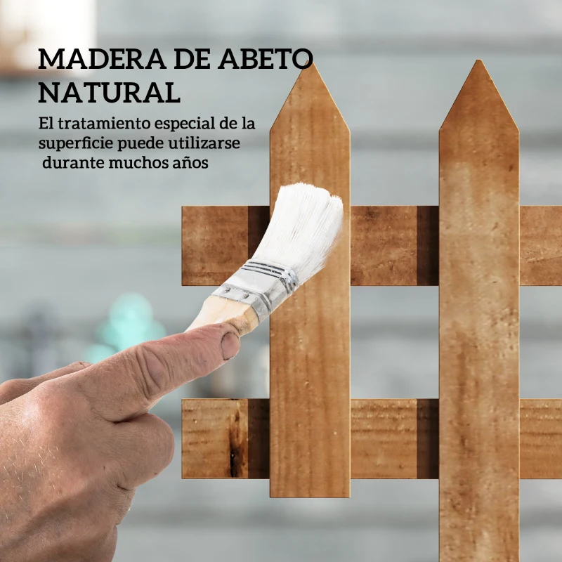 Outsunny Vallas de Madera para Jardín de 12 Paneles 50x34 cm con Puntas en Pico Fácil de Instalar para Huerto Patio Marrón