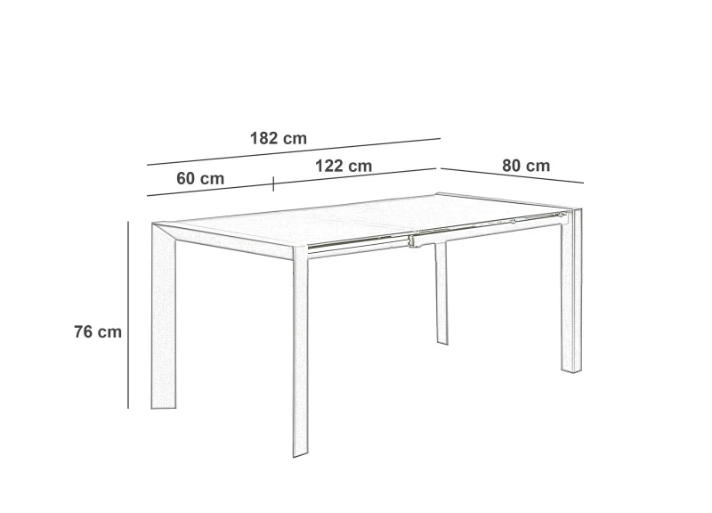 E-STYLO Tavolo allungabile moderno, perfetto per creare un elegante angolo degustazione o per arredare con stile cucine, sale da pranzo e open space, 80cm X 122/182cm H. 76cm