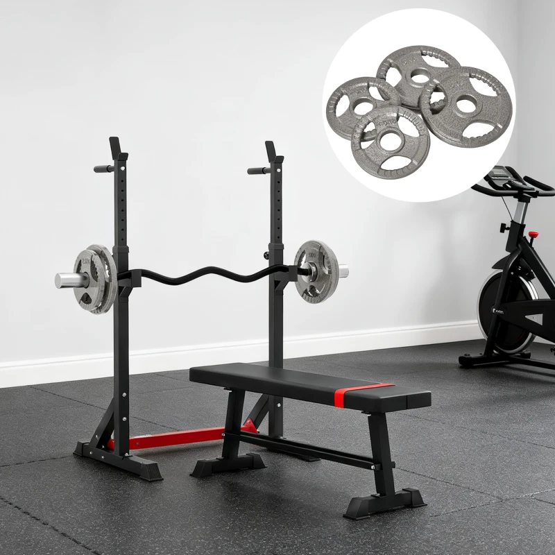 HOMCOM Disques de poids 2,5/2,5/5/5 kg, poids musculation pour 5 cm barres olympiques, disques d'haltères en acier