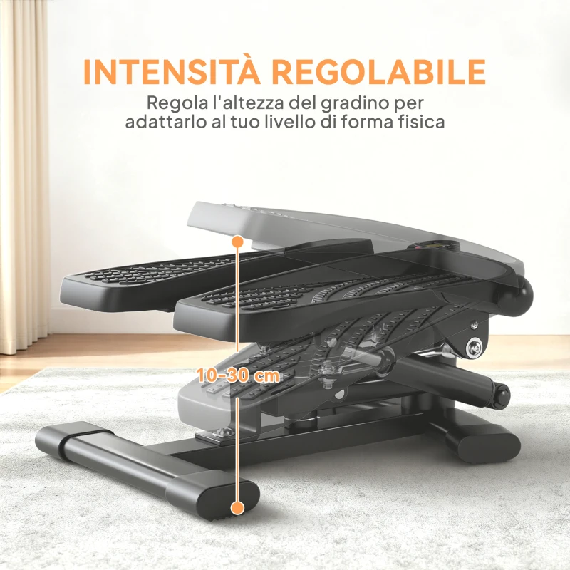 SPORTNOW Stepper 2 in 1 con Monitor LCD, Pedali Grandi e Antiscivolo, Capacità 100 kg, Nero