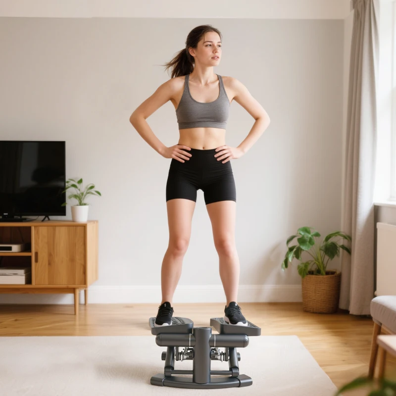 SPORTNOW Mini stepper fitness disque de torsion de la taille 2 en 1 écran LCD, hauteur réglable, 100 kg, 42 x 34 x 22 cm, noir