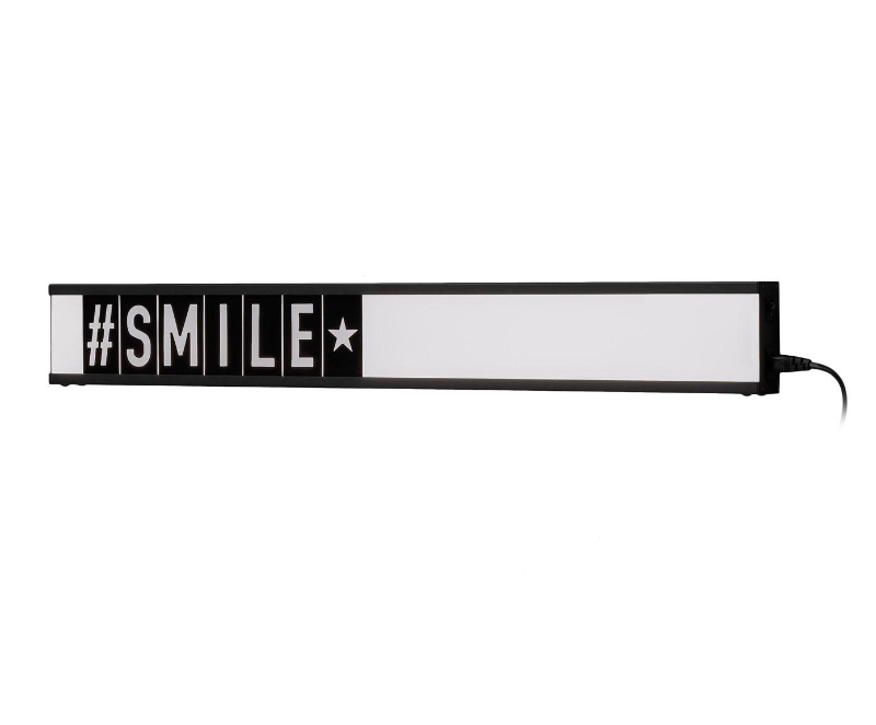 E-STYLO Lightbox decorativa con scritta "#SMILE", ideale per aggiungere un tocco moderno e creativo a qualsiasi ambiente, 3cm X 80cm H. 10cm