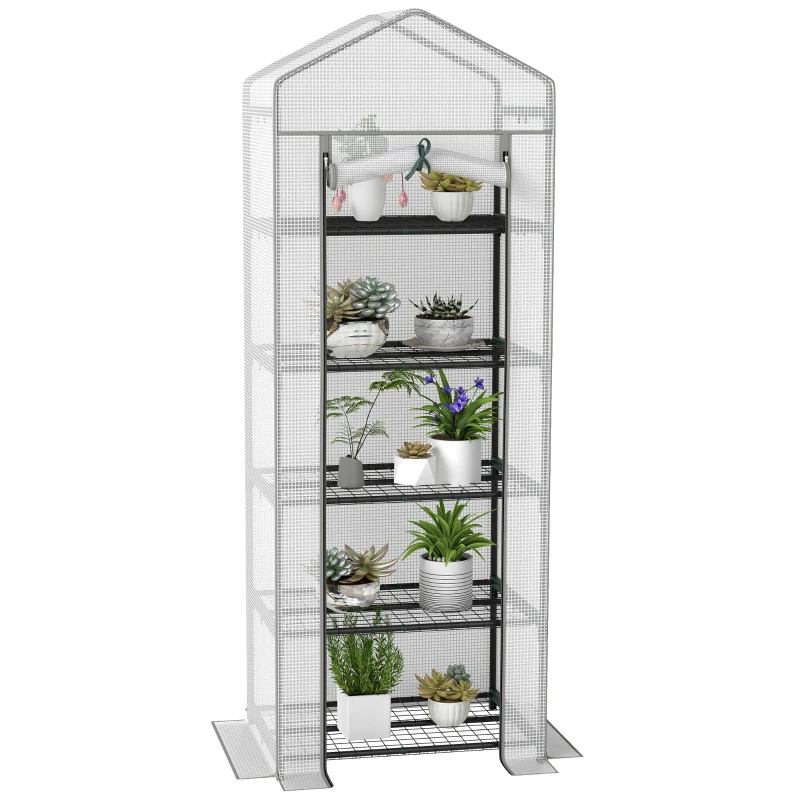 Outsunny 193cm Five Shelf Mini Greenhouse - White