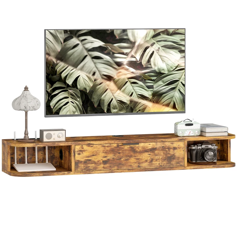 HOMCOM 120 cm Floating TV Unit for TVs up to 50 Inch - Rustic Brown