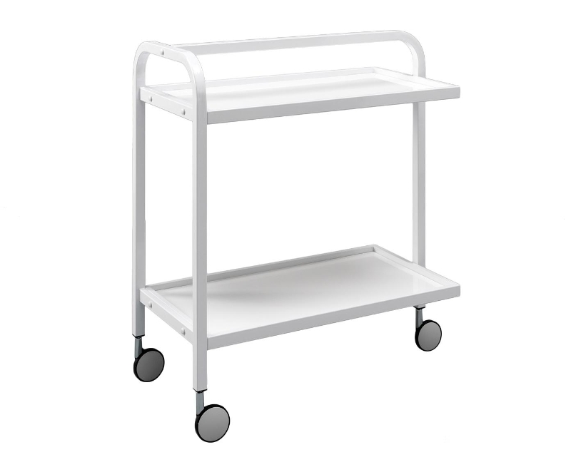 E-STYLO Carrello in metallo bianco a 2 ripiani con ruote girevoli, pratico e funzionale, ideale per riporre strumenti e accessori in modo ordinato, 40cm X 75cm H. 80cm