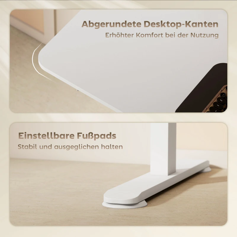 Vinsetto Elektrisch Verstelbaar Sta-Bureau Computertafel, 140 cm x 70 cm x 116 cm, Wit