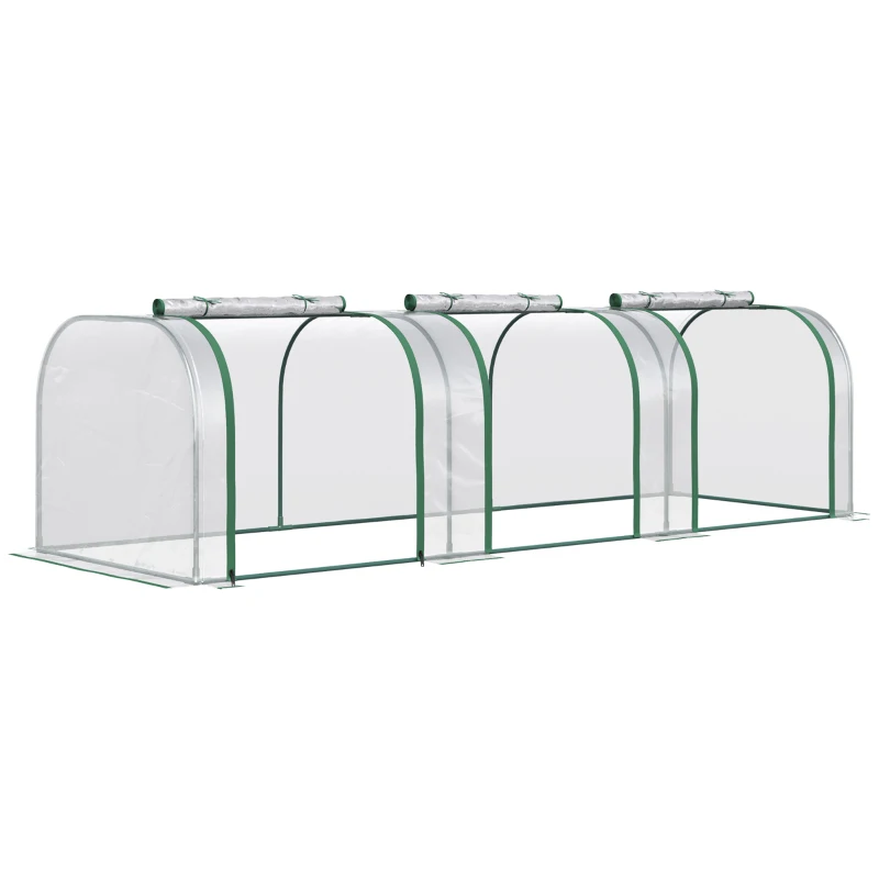 Outsunny Mini Serre de Jardin Serre à tomates 3L x 1l x 0,8H m Acier PVC 140 g/m² Anti-UV 3 fenêtres Vert et Transparent