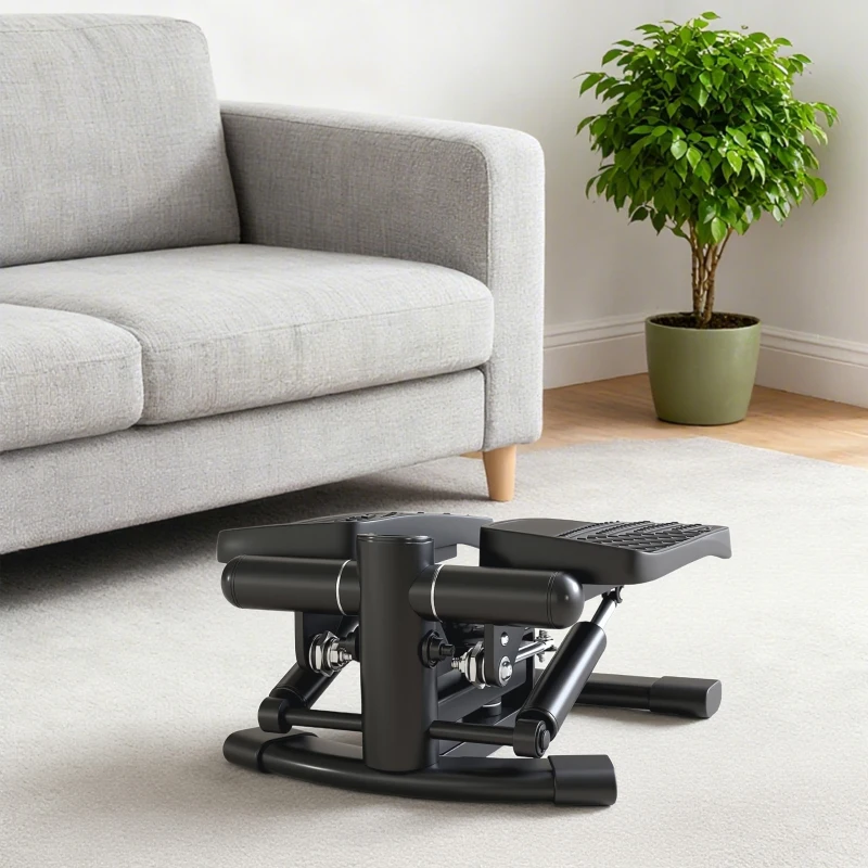 SPORTNOW Mini stepper fitness disque de torsion de la taille 2 en 1 écran LCD, hauteur réglable, 100 kg, 42 x 34 x 22 cm, noir