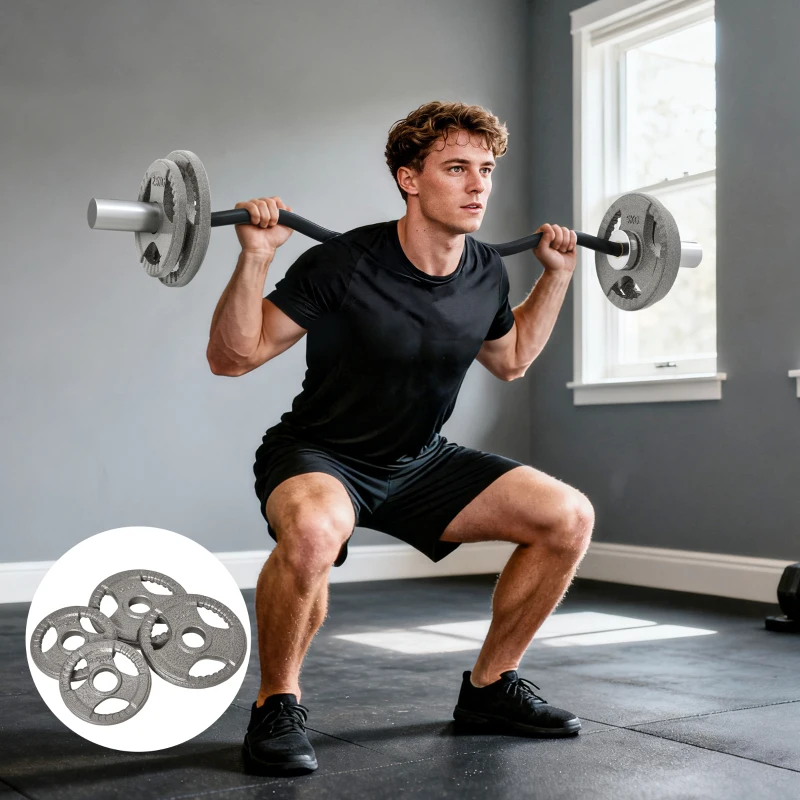 HOMCOM Disques de poids 2,5/2,5/5/5 kg, poids musculation pour 5 cm barres olympiques, disques d'haltères en acier