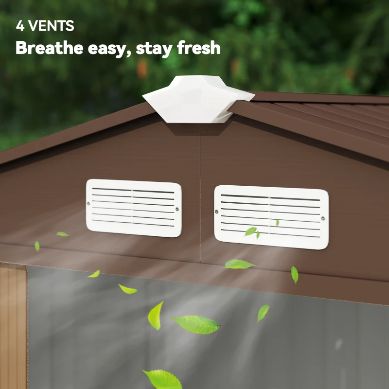 Outsunny Outdoor Storage Shed, 7ft x 4ft, Large Patio Roofed Tool Metal Storage Building Foundation Sheds Box Outdoor Furniture(m-8)