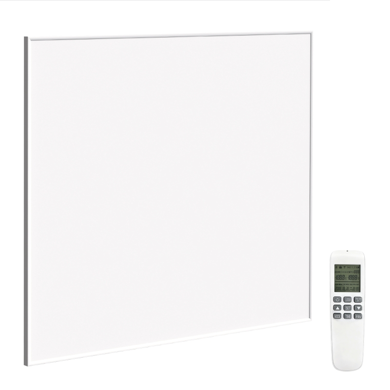 HOMCOM Calefactor eléctrico, montaje en pared, calefacción por infrarrojos, de bajo consumo, termostato, temporizador, mando a distancia, protección contra sobrecalentamiento