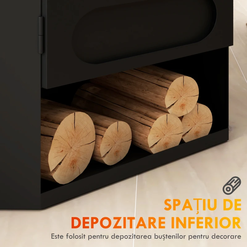 HOMCOM Șemineu pe Bioetanol Autoportant, Bioșemineu cu Arzător de 1,2L pentru 3 Ore Durată de Ardere, 43x25x68 cm, Negru