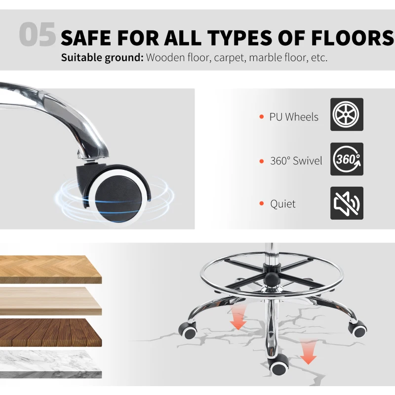 HOMCOM Draughtsman Chair, with Adjustable Lumbar - Charcoal Grey