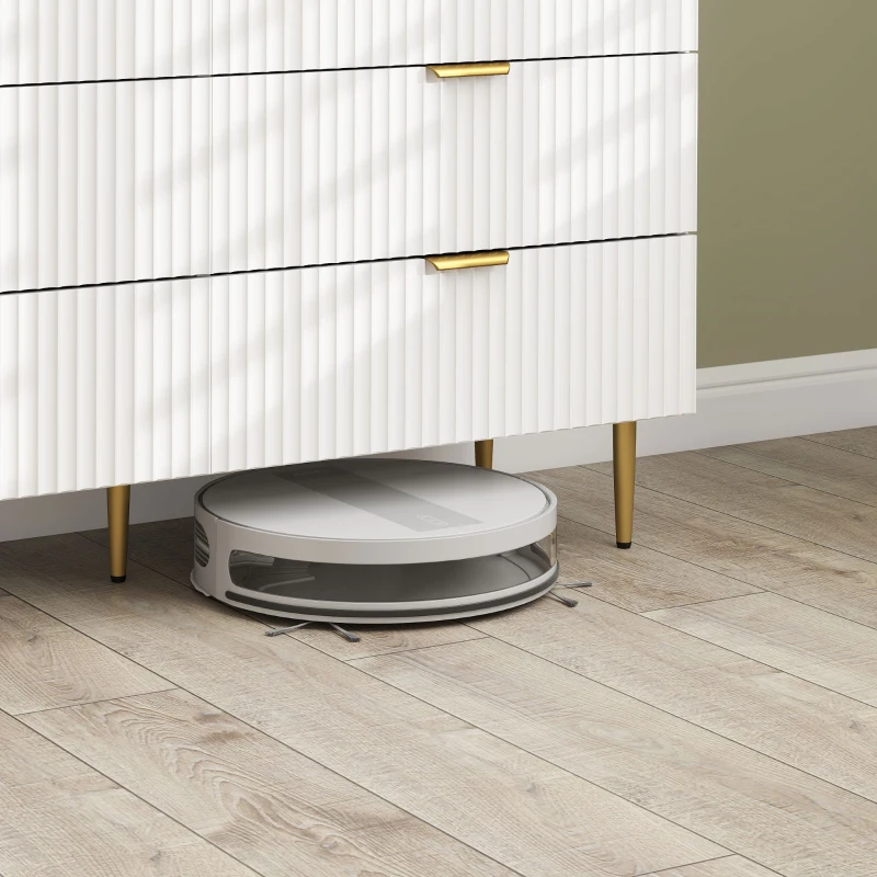 HOMCOM Comodă 6 sertare, Dulap de depozitare modernă cu mânere și picioare aurii, Mobilier de hol, 120 x 40 x 76,5 cm, alb