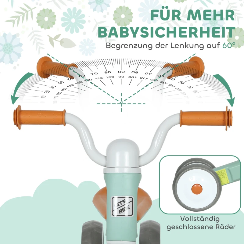 AIYAPLAY Loopfiets zonder trappers, 3 stille wielen, 12–36 maanden, binnen & buiten, groen