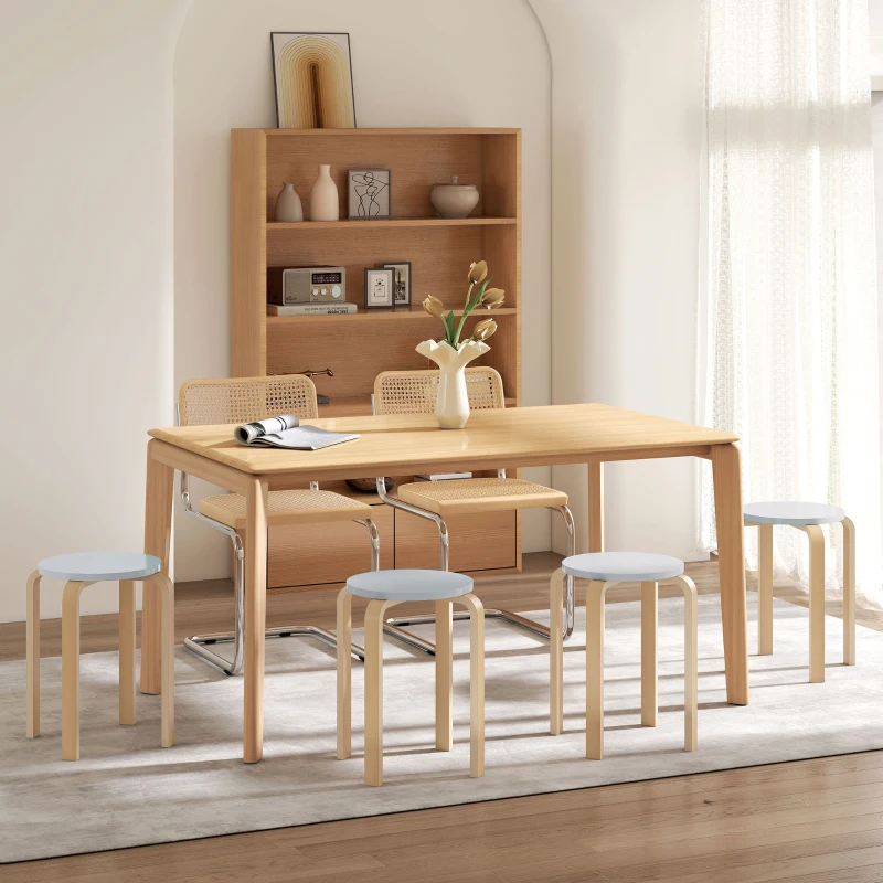 HOMCOM Set van 4 stapelbare ronde krukken van grijs hout, Ø40x45 cm